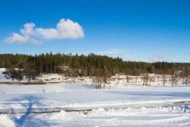 Sunny day in winter countryside.