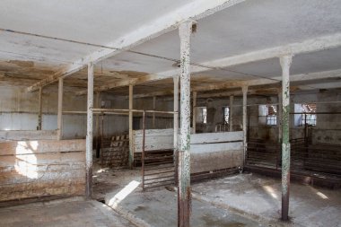 Abandoned destroyed farm in winter