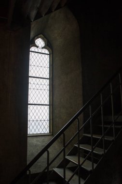 Abandoned room with stairs.