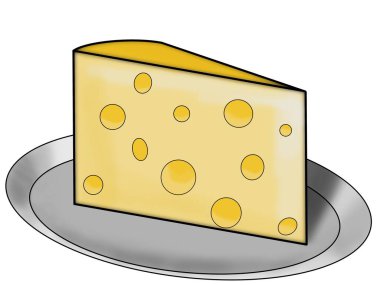 Illustration of cheese on plate