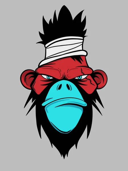 Illustration Mad Monkey Logo — Stock Vector