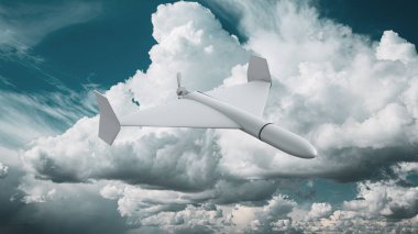 Ukrayna-Rusya savaşı bulutlu gökyüzünde 3D bombardıman uçağı oluşturuldu