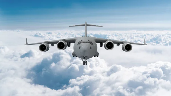 Зображує Великий Американський Військовий Літак Чотирма Двигунами Літає Прямо Раму — стокове фото