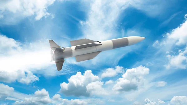 3Dは ミサイル発射をレンダリング爆撃目標に飛ぶ — ストック写真
