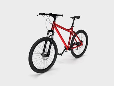 3D görüntüleme, kırmızı bisiklet izole edilmiş açık gri arka plan, baner spor cehennemi hayatı