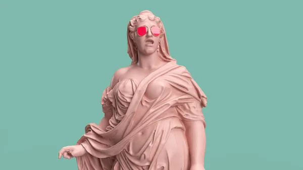 3D渲染女人穿着布彩绘流行艺术风格 — 图库照片