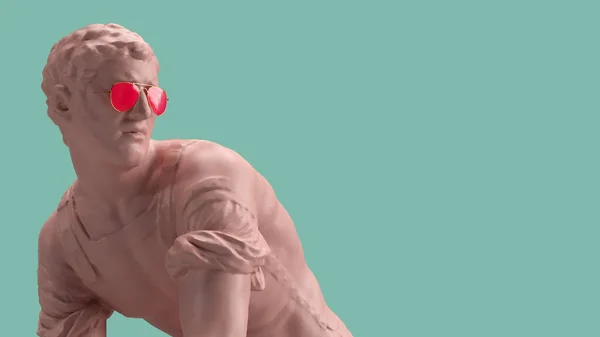 3Dレンダリング男見て上の彼の肩のパステルカラーピンクグリーン — ストック写真