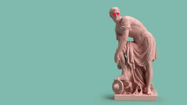 ローマのアスリートスポーツアートの背景パステルカラーの3Dレンダリング彫刻 — ストック写真
