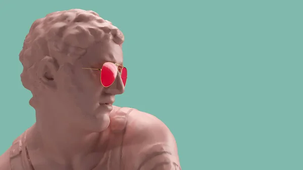 Renderkopf Zur Seite Gedreht Mann Mit Pinkfarbener Brille Hat Platz — Stockfoto