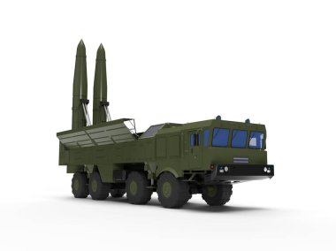 3D Ukrayna 'daki Rus iskanderini beyaz arka planda savaş ilan etti.