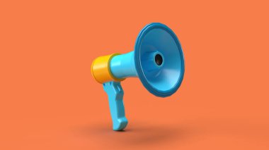 3D megafon renginde turuncu arkaplan