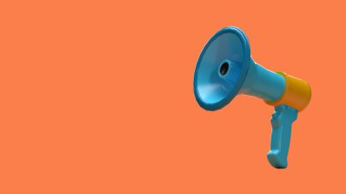 3D megafon renginde turuncu arkaplan