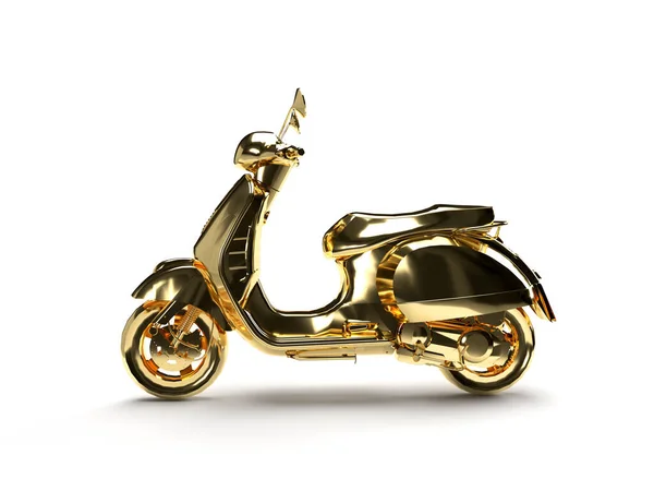 黄金のスクーター3Dレンダリング配信孤立 — ストック写真