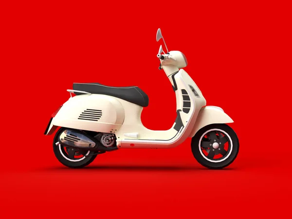 3Dレンダリング 赤い背景に白いスクーターを配信 — ストック写真