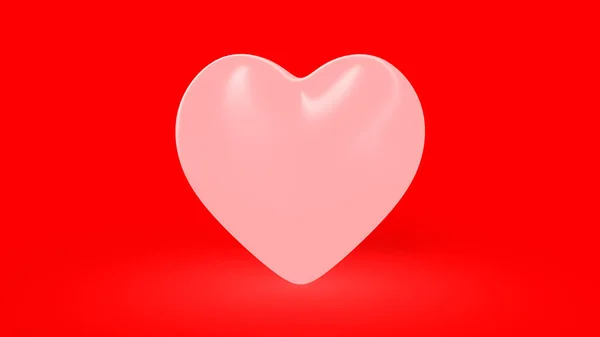 Render Coração Branco Fundo Vermelho Dia Dos Namorados — Fotografia de Stock