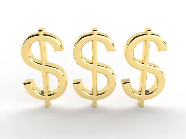 Beyaz Arka Planda Altın Dolarlık Semboller Oluşturun Para Değişim Oranı — Stok fotoğraf