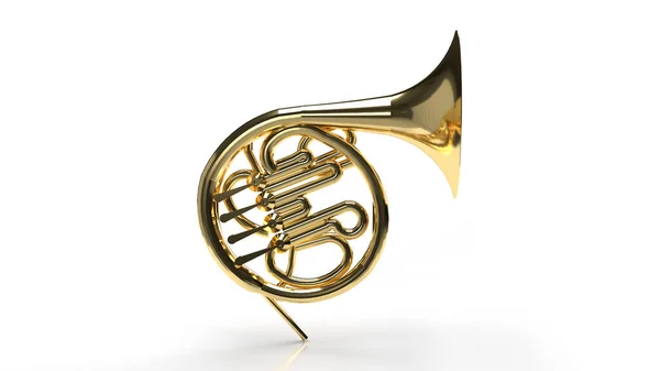 Render Golden Shiny New Metal Brass Pipe Musical Instrument Isolated — Stock Photo, Image