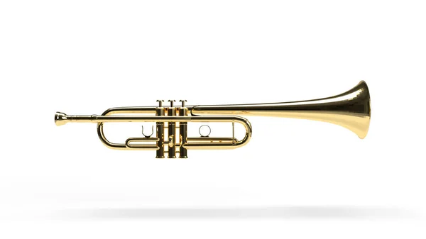 Trompet Altın Rengini Beyaz Arkaplanda Izole Eder — Stok fotoğraf