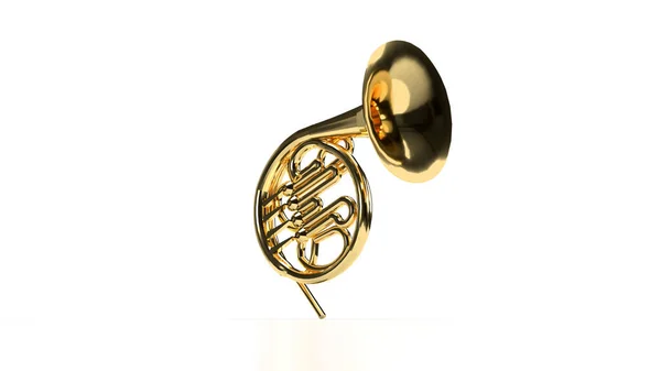 Render Golden Musical Orchestral Trumpet White Background — Stock Photo, Image