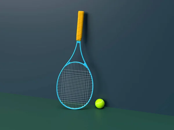 Rnder Tennis Racket Bal Sport Een Gezonde Levensstijl Grean Blauwe — Stockfoto