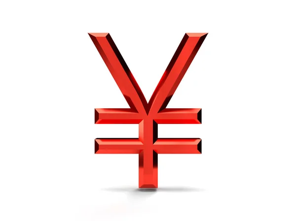 Render Red Yena Symbol White Background Exchange Rate Money Investment — Stock Photo, Image