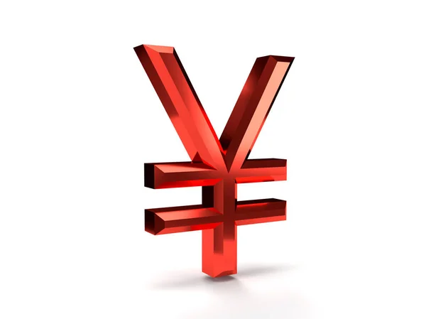 Renderizar Símbolo Yena Vermelho Ângulo Fundo Branco — Fotografia de Stock