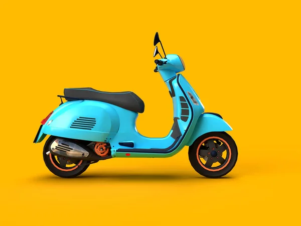 3Dレンダリングスクーター上の黄色の背景配信上の青いスクーター — ストック写真