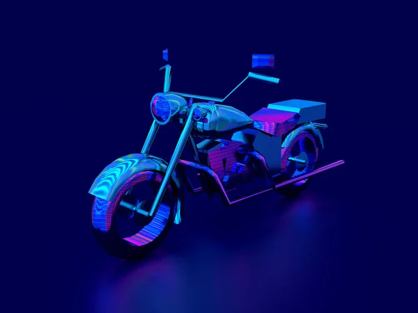 Render Motorkerékpár Cyberpunk Sötét Kék Háttér Szög — Stock Fotó