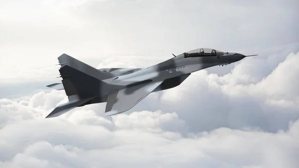 空の雲の3Dレンダリング戦闘機 ウクライナの戦争 ロシア戦争 — ストック写真