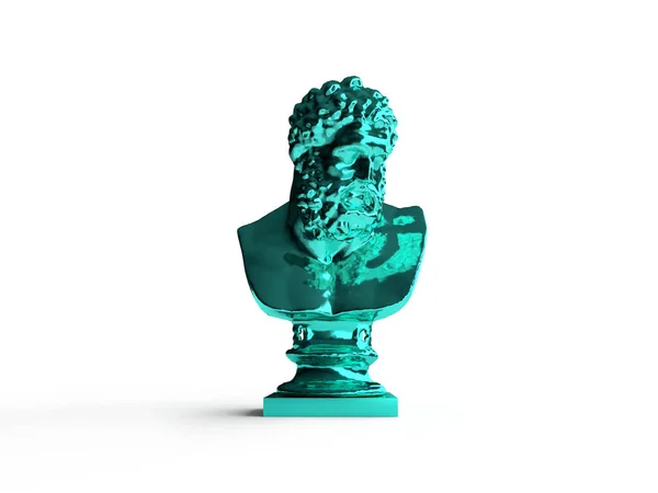 Renderen Buste Van Glanzend Groen Havermout Een Witte Achtergrond Kunst — Stockfoto