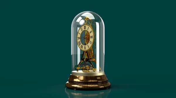 Renderować Vintage Złoty Razy Zegar Antyki Zwrócił Bokiem — Zdjęcie stockowe