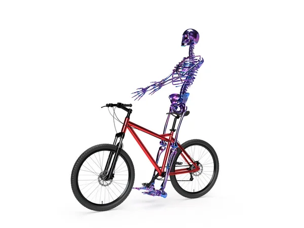 Візуалізація Блискучого Металевого Скелета Стімпанк Велосипеді — стокове фото