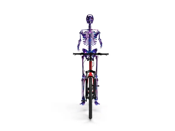 Візуалізація Блискучого Металевого Скелета Стімпанк Велосипеді Спереду Ізольовані — стокове фото