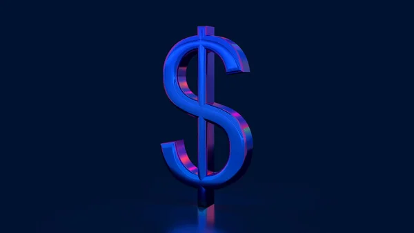 3d render dollar symbol in the center of a metallic shiny neon cyberpunk background