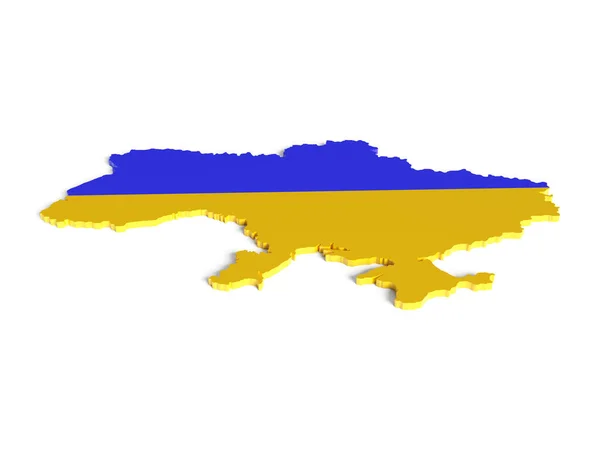 Renderizar Mapa Ucrania Borde Azul Amarillo Sobre Fondo Blanco — Foto de Stock