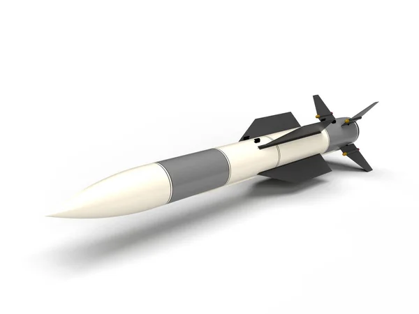在乌克兰的白底战争中 3D渲染作战导弹 — 图库照片
