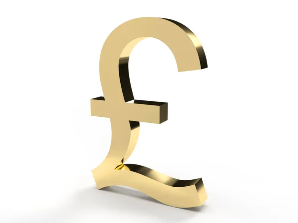 Render Pound Symbol Gold Isolated White Background — Stock Photo, Image