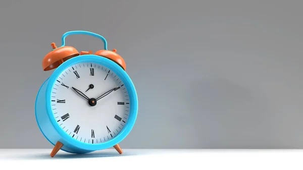 Render Alarm Clock Colored Realistic Gray Background Left Side — Stock Photo, Image