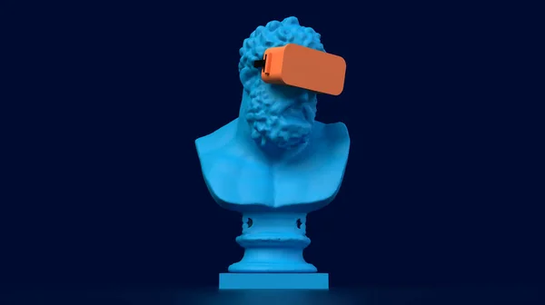 Renderbüste Von Haferflocken Virtuellen Gläsern Der Mitte Des Blau Orangen — Stockfoto