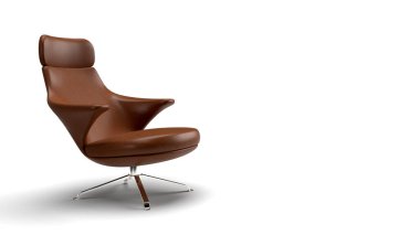 3d render broun lather koltuk izole metin için yer ile sol