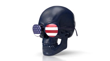 Amerikan Cezalandırıcı posterinin arka planında 3D görüntüleme mavi kafatası