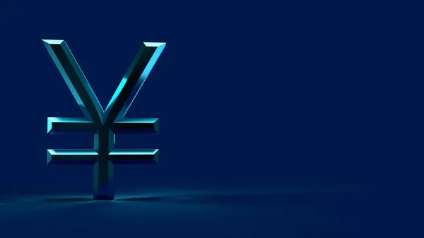 3d render symbol yena china money japan money background in blue background with place for tex
