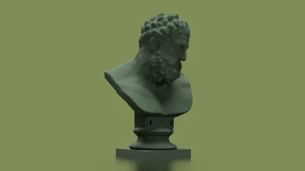 Vykreslit Antické Vojenské Busty Hlava Zelená Barva — Stock fotografie