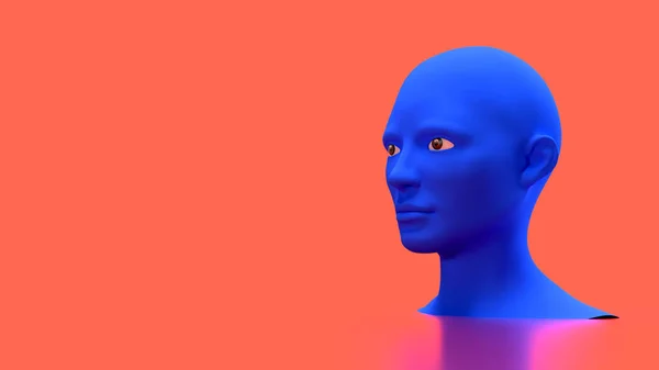 Візуалізація Синьої Голови Червоному Фоні Волосся — стокове фото