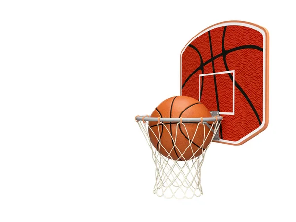 Render Ball Hit Basket Basketballtor Winkelansicht Basketballhintergrund Mit Platz Für — Stockfoto