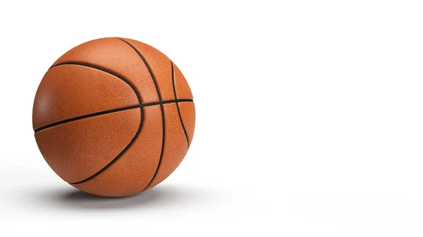Darstellung Orangefarbener Basketballball Links Isoliert Mit Platz Für Text — Stockfoto