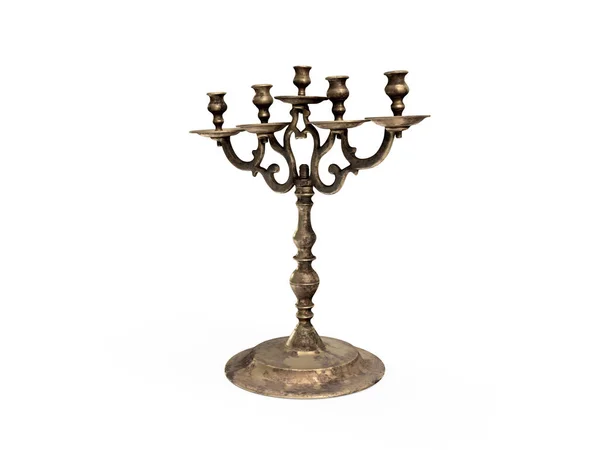 stock image 3d render golden vintage candlestick on white backgrounds