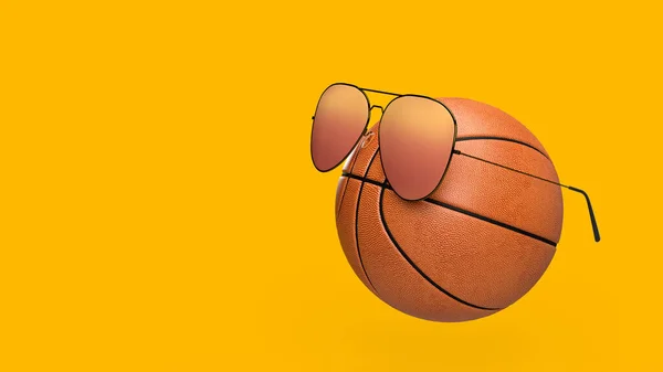 Rendern Basketball Sonnenbrille Sommer Hintergrund Gelb — Stockfoto