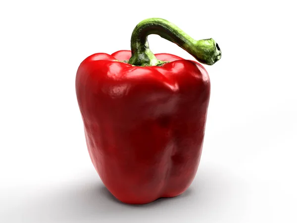 Rendering Einer Roten Paprika Auf Weißem Hintergrund Mit Schatten — Stockfoto