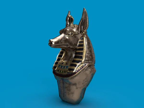 三维重建努比犬头部埃及文化的黄金雕像 — 图库照片